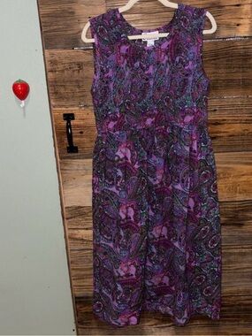 Expressions Sleeveless Purple Paisley Midi Dress